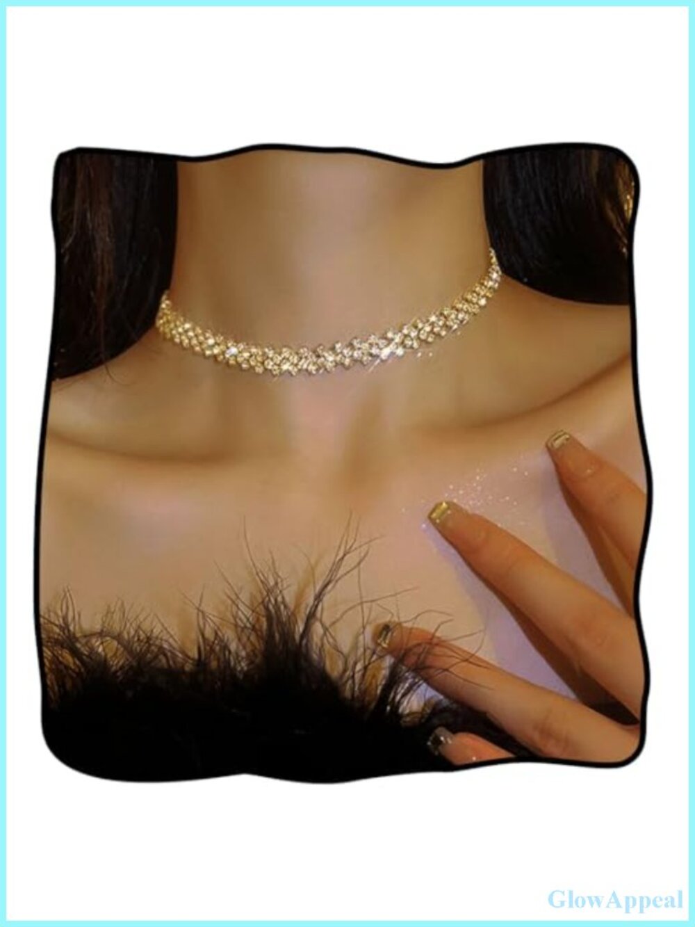 Rhinestone Choker Necklace Gold Diamond Neck Chain Costume Jewelry